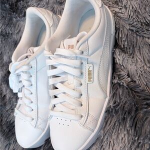 Puma Women's White Sneakers with Gold Details